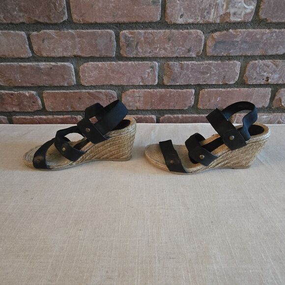 Eric Michael Espadrill Sandal Size 5 Black Elastic Straps - Picture 1 of 11